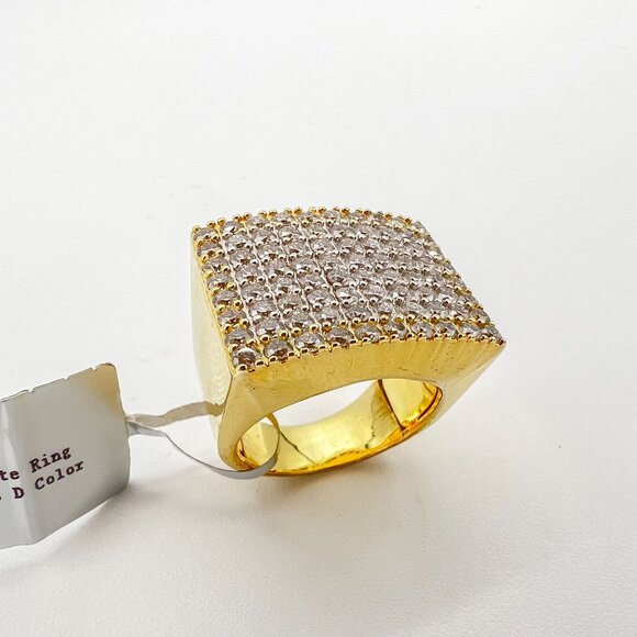 925 Sterling Sliver Moissanite Designer Rectangle Ring, 3.981ctw VVS Stones Hip - Picture 3 of 7